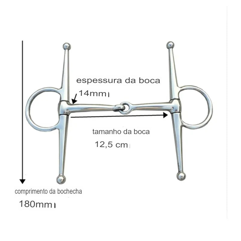 Freio Full Cheek Profissional de Aço Inoxidável para Equitação