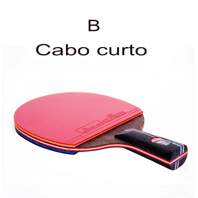 Raquete de tênis de mesa com bastão de  borracha e carbono