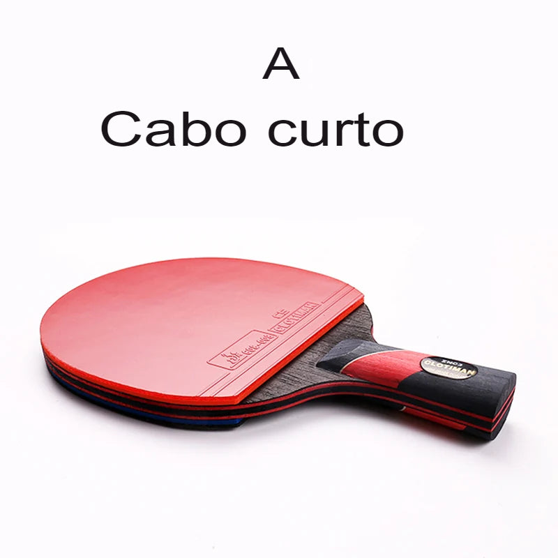 Raquete de tênis de mesa com bastão de  borracha e carbono