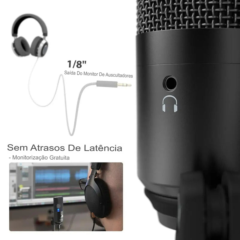 VoiceStream Pro - Microfone USB para Gravação e Streaming