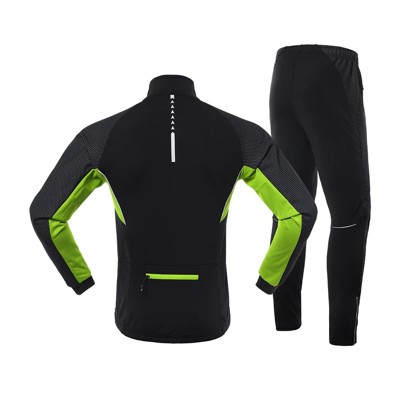 Conjunto de jaqueta térmica masculina, quente, corta-vento, à prova d'água, roupa de ciclismo, motocicleta