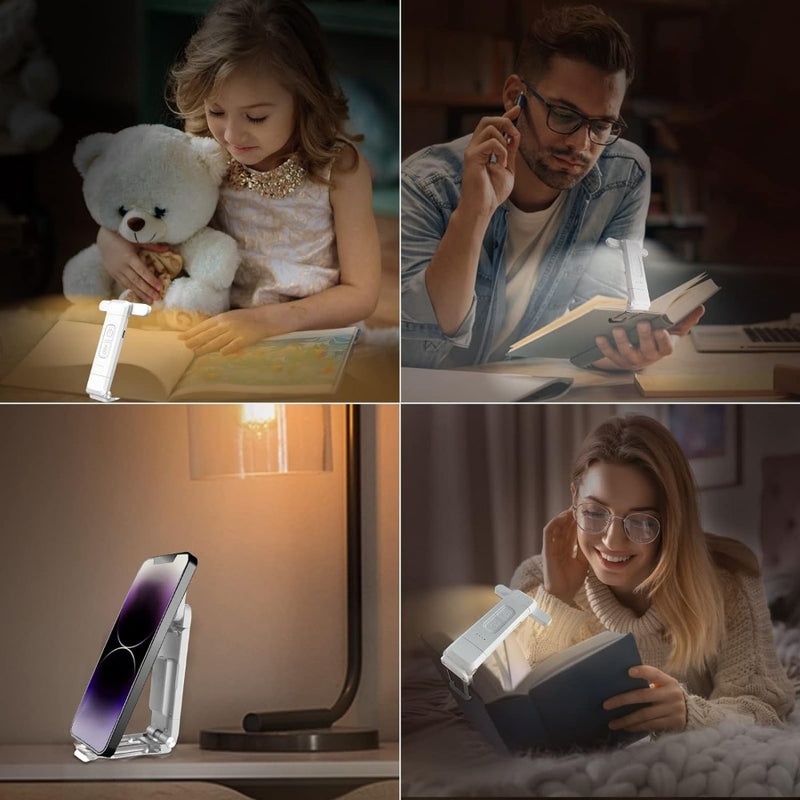 Luminária de Leitura USB Recarrregável - LED Portátil com Clipe para Leitura Noturna