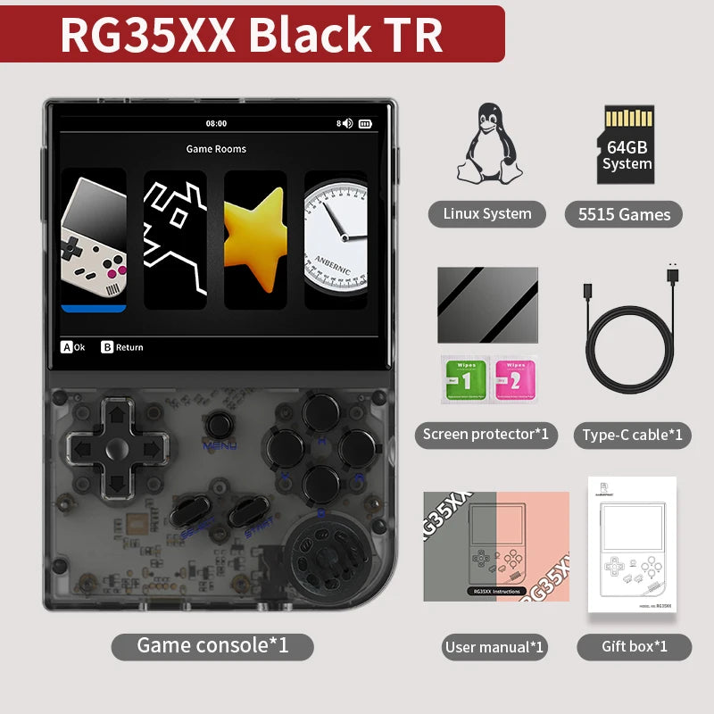 ANBERNIC RG35XX Plus/RG35XX Retro Handheld Game Console 3.5″ IPS Screen Linux Portable Video Game Player Support HD-M-I TV Outpu