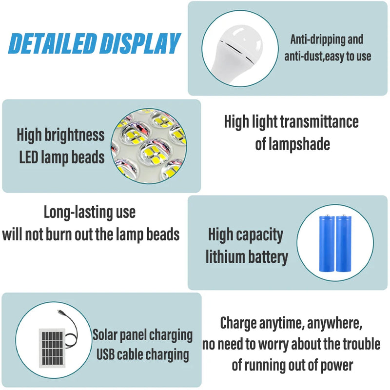 Lâmpada LED Solar | Indoor & Outdoor