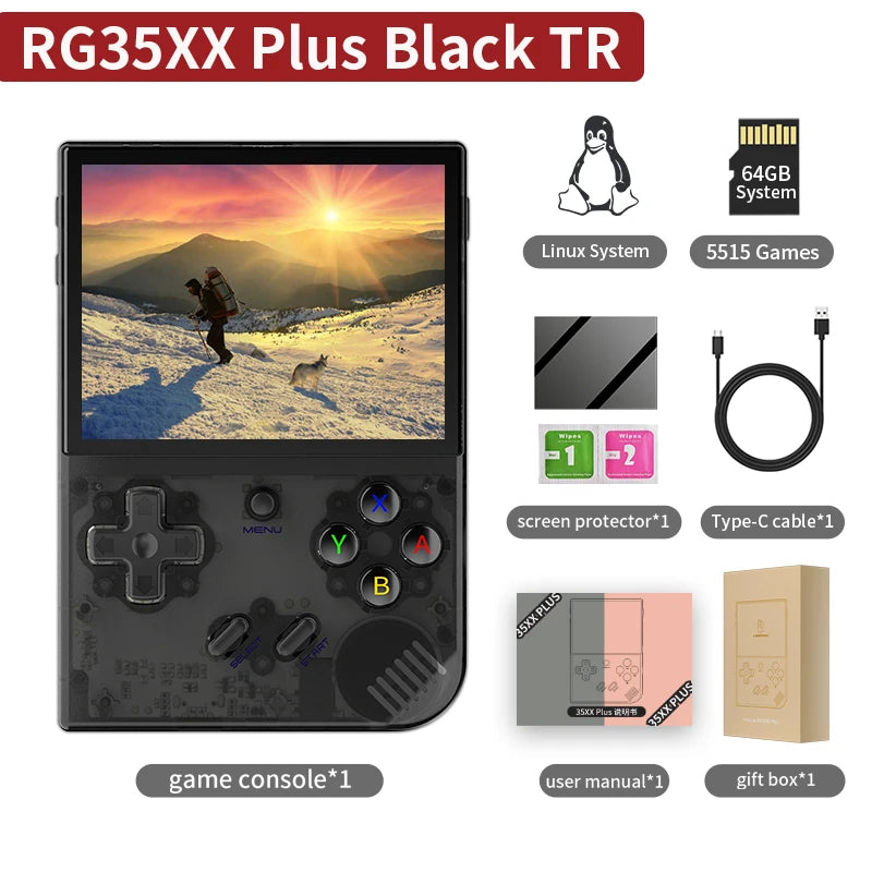 ANBERNIC RG35XX Plus/RG35XX Retro Handheld Game Console 3.5″ IPS Screen Linux Portable Video Game Player Support HD-M-I TV Outpu