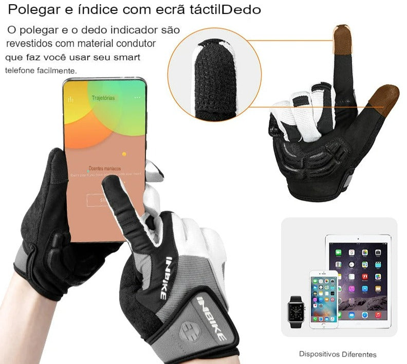 Luvas de Ciclismo com Dedos Inteiros e Almofadas de Gel | Luvas para Bicicleta de Estrada para Homens e Mulheres