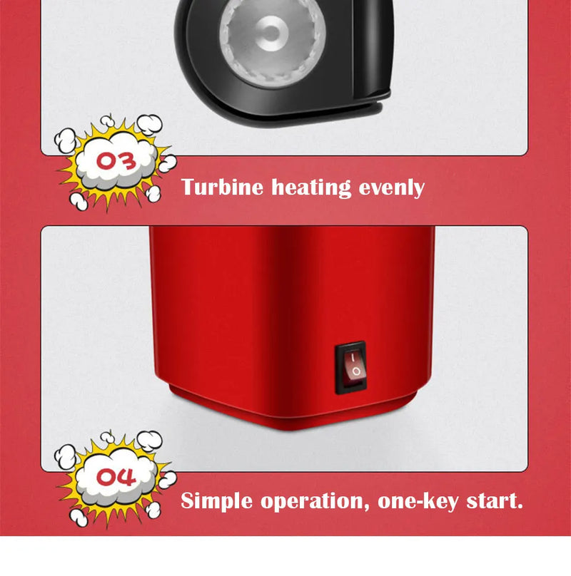 Máquina de Pipoca Elétrica a Ar Quente - Mini Pipoqueira 1200W, Saudável e Sem Óleo