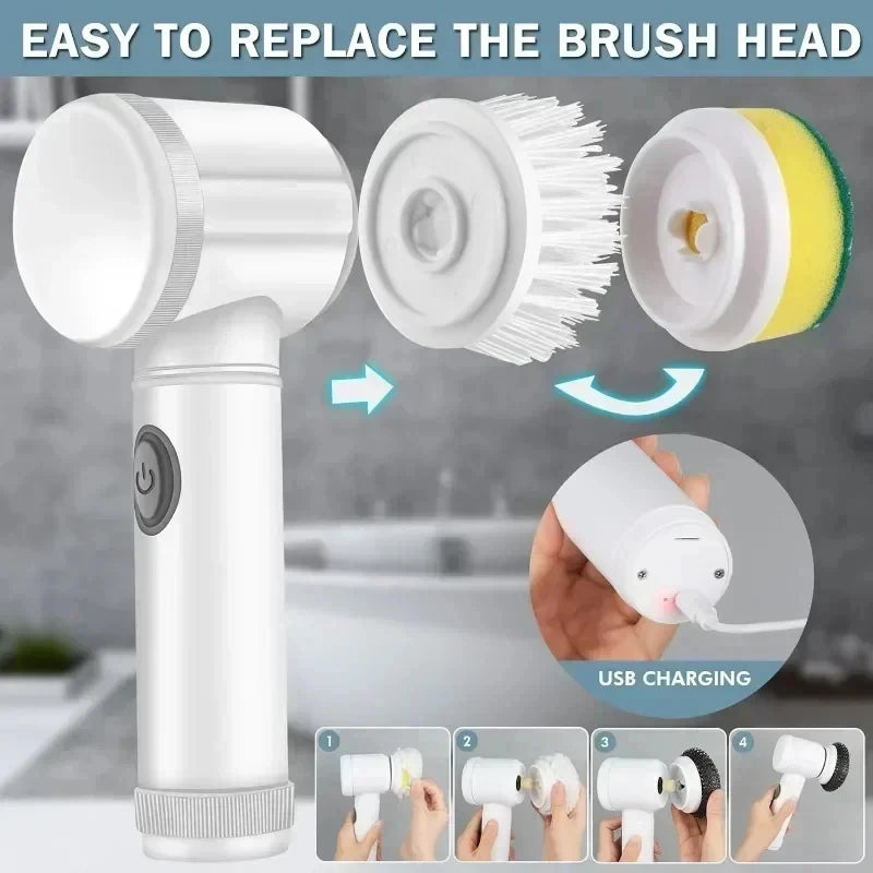 Xiaomi MIJIA Electric Spin Scrubber - Escova Elétrica Multifuncional com 5 Cabeças Reutilizáveis