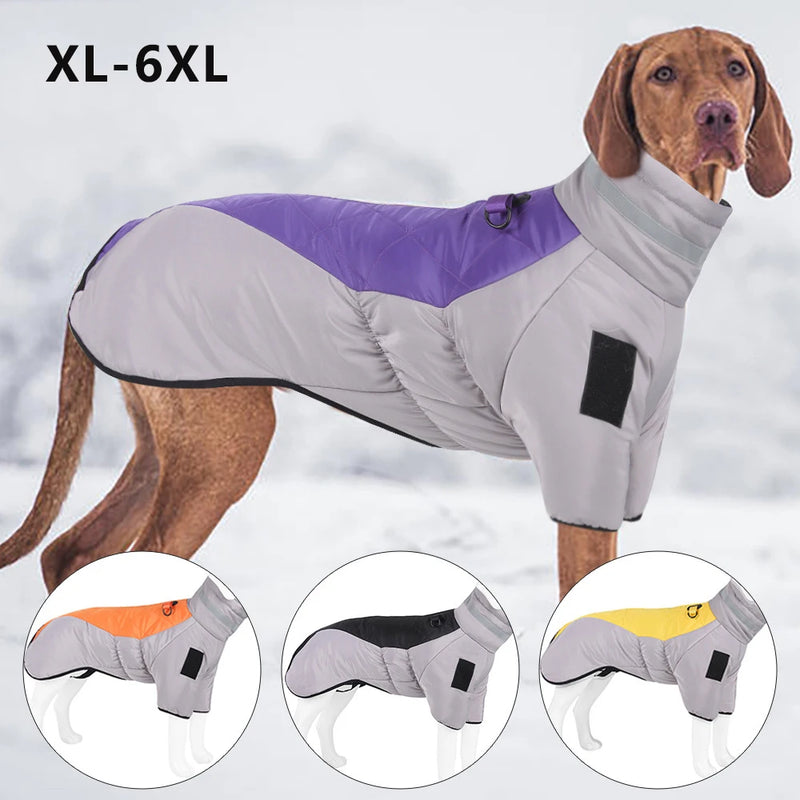 Roupa de inverno para cães, jaqueta grande à prova d'água, colete com gola alta, quente, casaco para cães de estimação