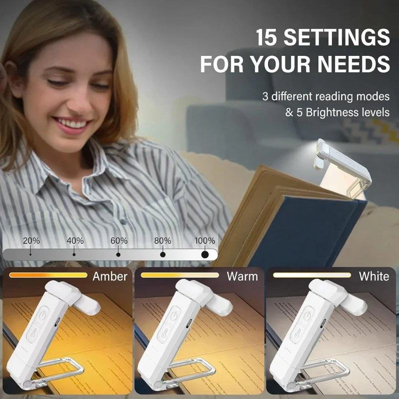 Luminária de Leitura USB Recarrregável - LED Portátil com Clipe para Leitura Noturna