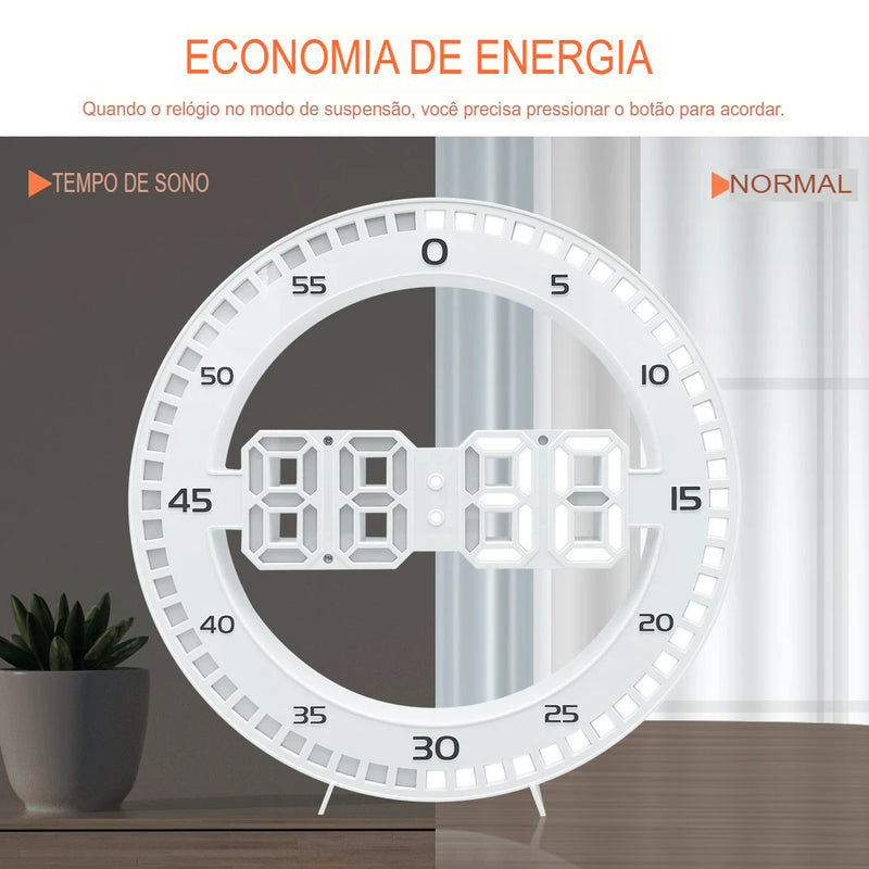 LuminaWall: Relógio Digital 3D LED Silencioso