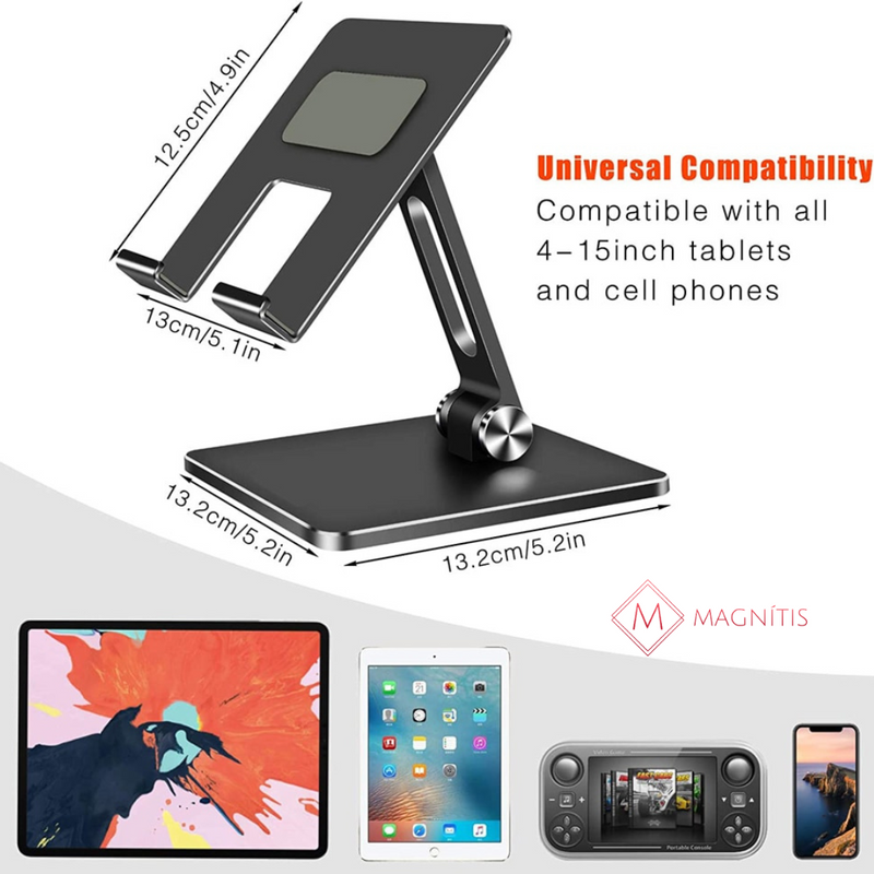 Suporte de mesa de metal para telefones, ajustável para tablet