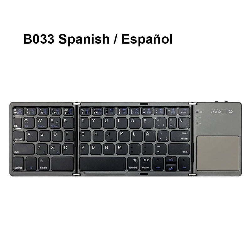 Mini teclado dobrável com touchpad e bluetooth sem fio