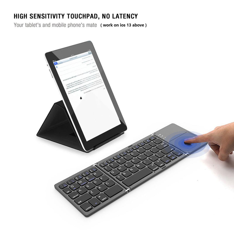 Mini teclado dobrável com touchpad e bluetooth sem fio