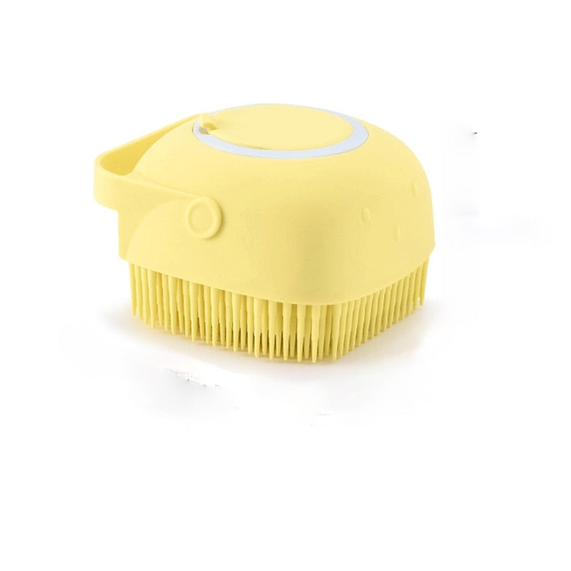 Escova de silicone para banho de cachorro, dispensador de shampoo com pincel de massagem