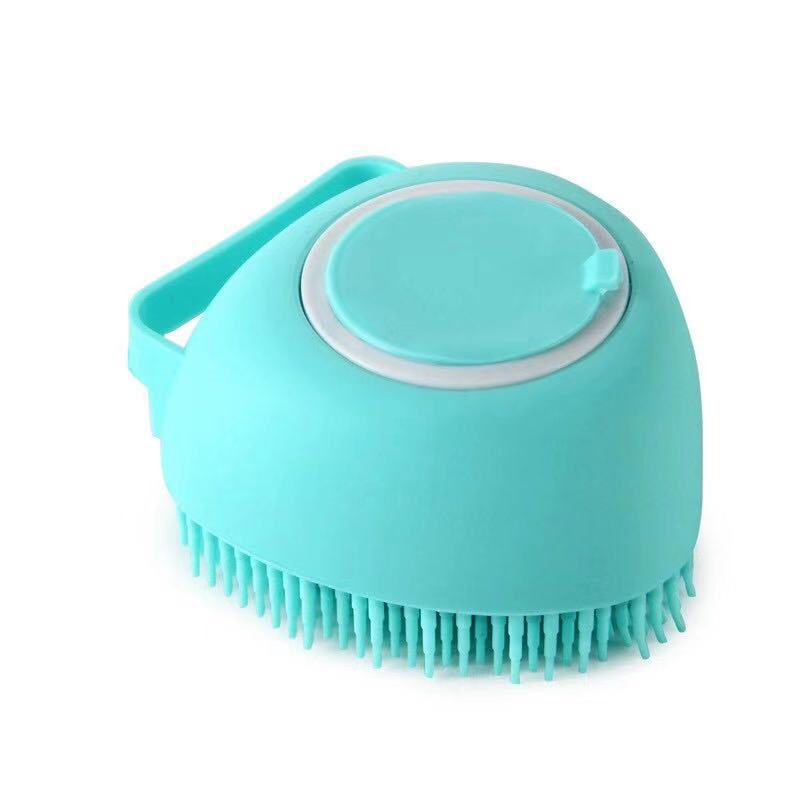 Escova de silicone para banho de cachorro, dispensador de shampoo com pincel de massagem