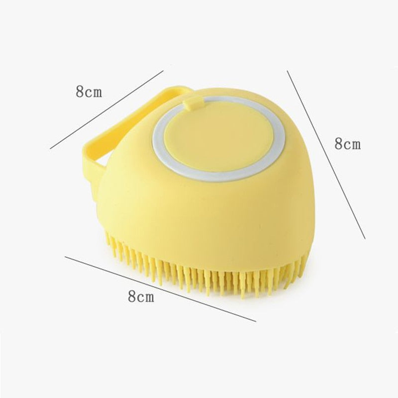 Escova de silicone para banho de cachorro, dispensador de shampoo com pincel de massagem