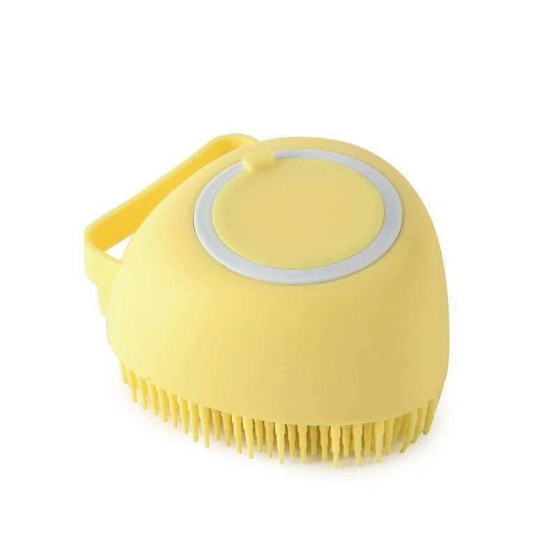 Escova de silicone para banho de cachorro, dispensador de shampoo com pincel de massagem