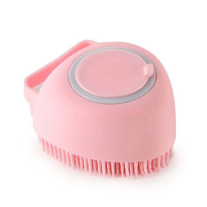 Escova de silicone para banho de cachorro, dispensador de shampoo com pincel de massagem